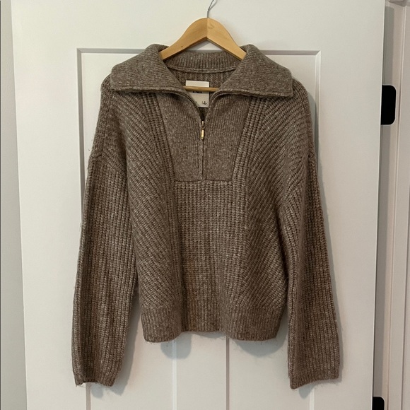 Abercrombie & Fitch Taupe Quarter-Zip Sweater - Picture 1 of 4